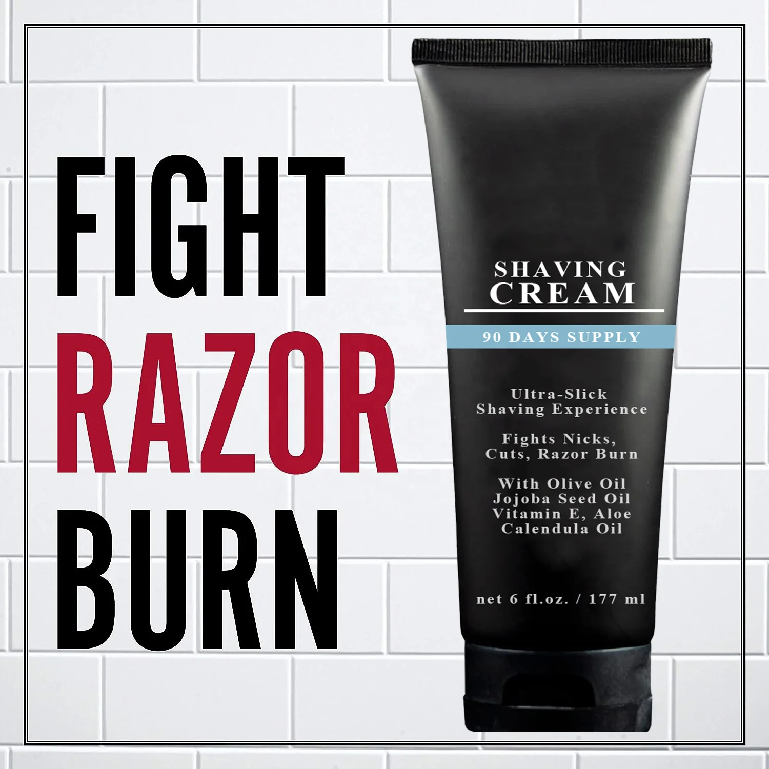 Barber Grade Shaving Cream Ultra-Slick Shave Butter Fights Nicks Cuts Razor Burn With Olive Jojoba Vitamin E Aloe Calendula Oil