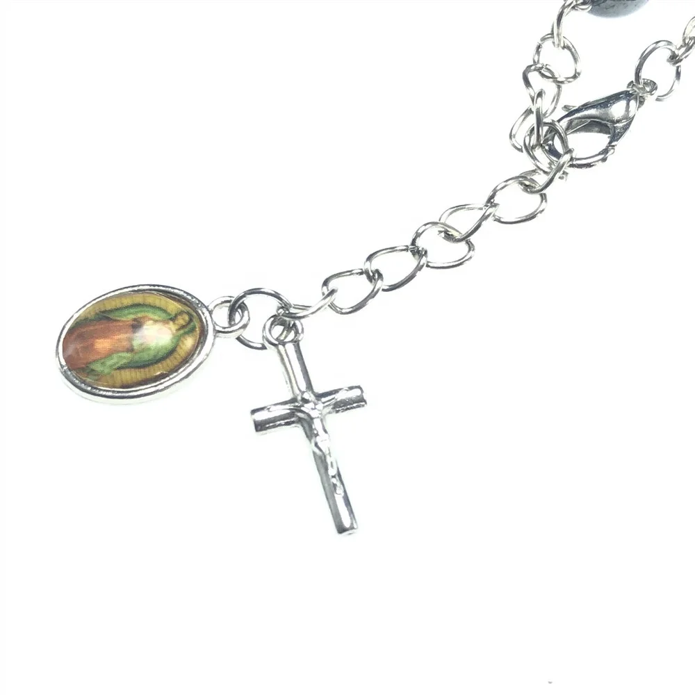 factory cheap wrap beaded catholic rosary bracelet cross