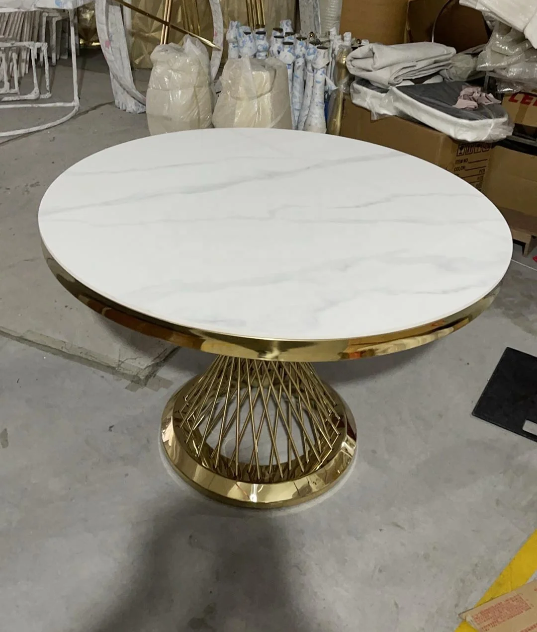 wedding cake stands event party dining table with 48 inches White SINTERED STONE top