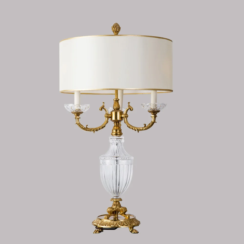 Home Decoration Table Decor Table Lamp Desk Lamp LED White Room Lighting Crystal and Brass Antique French Luxury Bronze AC 80