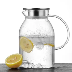 1.5l Glasses Cold Water Bottle Kitchen Kettle Jars Heat Resistant Glass Water Pitcher Coffee Tea Pot Transparent Decanter Jug