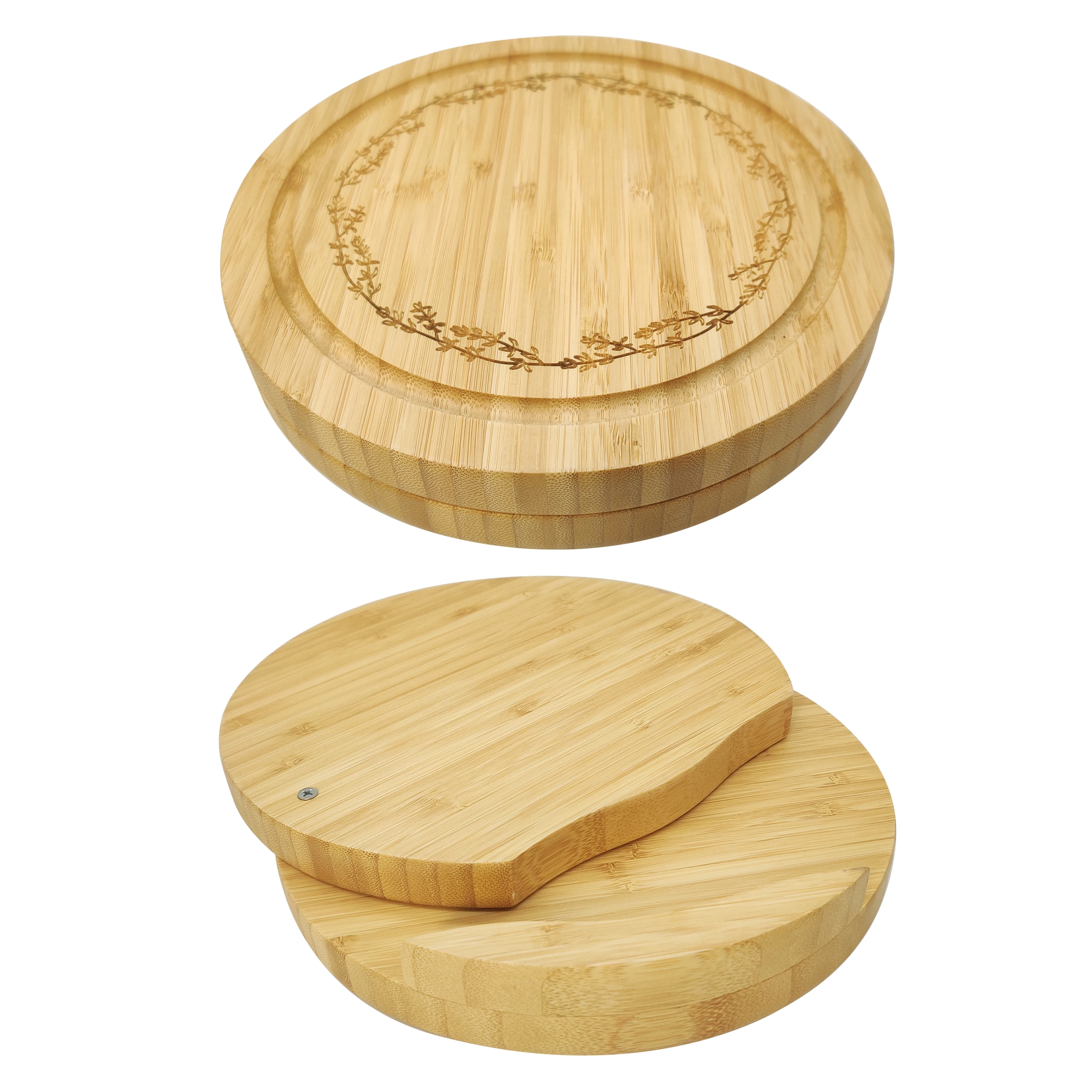 Family parties, picnic camps Cutting board Bamboo Cheese board and knife set With tray