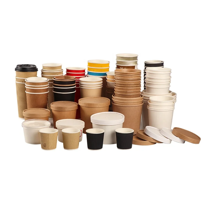 Eco Friendly Recycled White Kraft Food-grade Custom logo Printed Paper Coffee Cups Wholesale