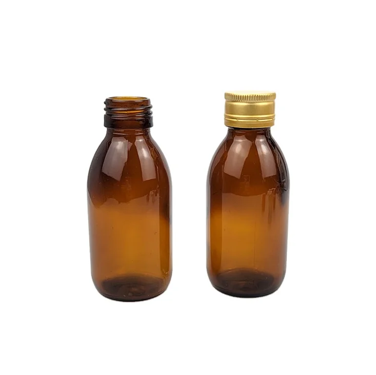 30ml 50ml 100ml Amber Energy Drink Bottle Syrup Glass Bottle with Aluminum Screw Cap