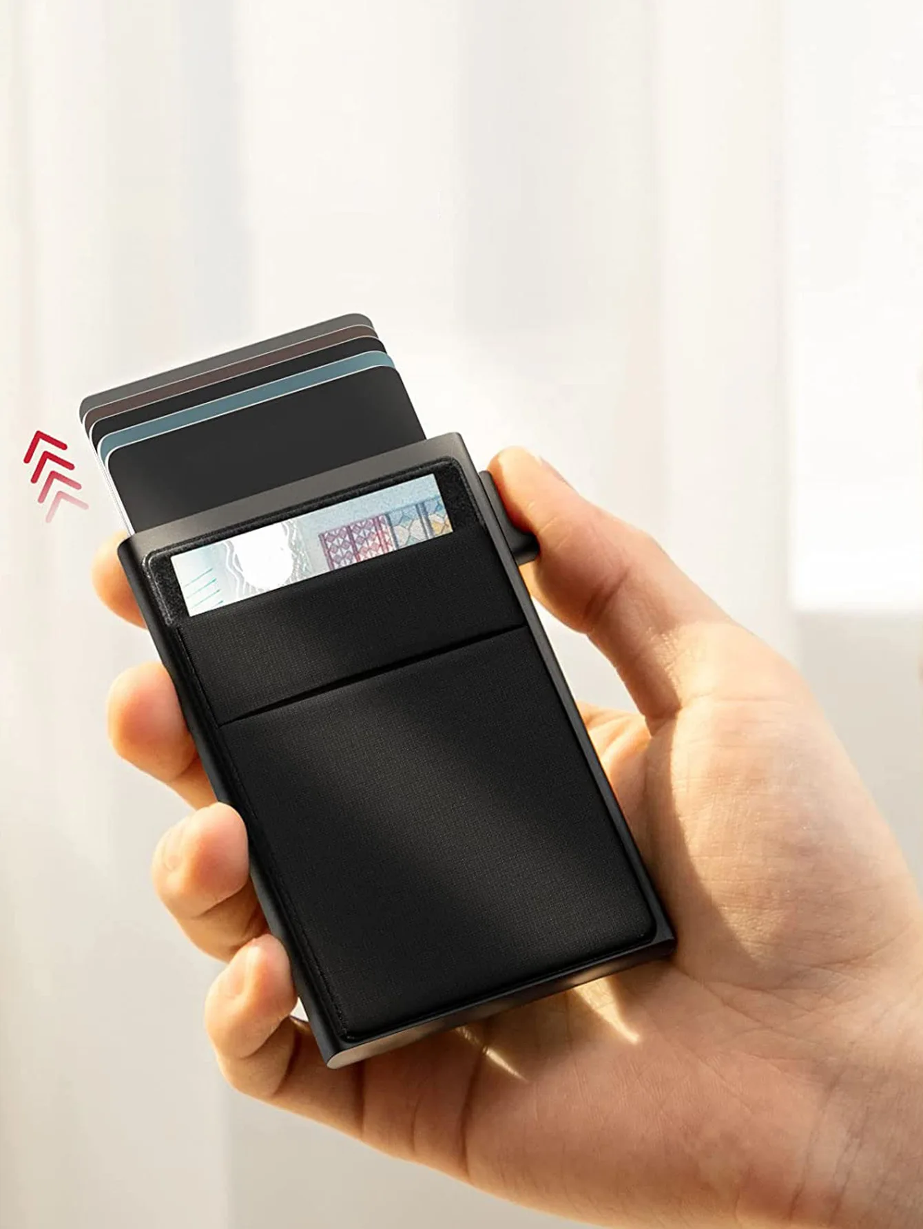 Rfid Бумажник Алюминиевый автоматический всплывающий держатель кредитной карты бумажник
