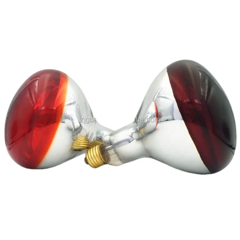 Guanyifarm R40 R125 375W E26/E27 Infrared Heat Lamp Poultry Farm White Light Farms Warming Glass 250W E26/E27 Infrared Light