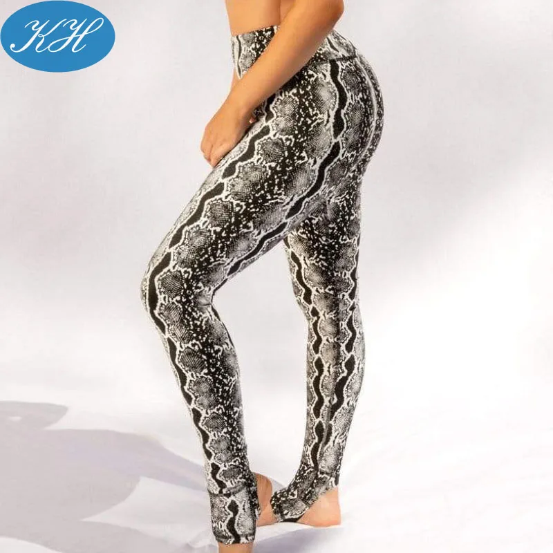 Custom Snake Print Pole Dancing Leggings Recycled Fabric Anti Slip Grip Sticky Pole Pants