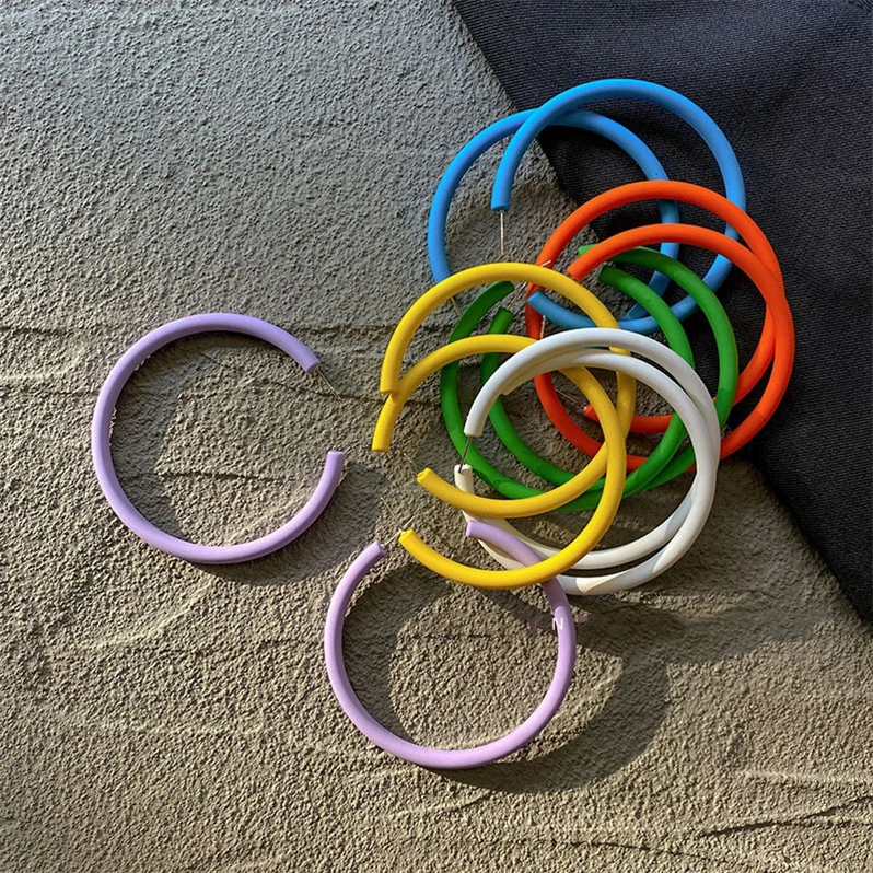 Korean Style Semicircle Colorful Resin Open Hoop Earrings Personalized Acrylic Geometric C Shape Round Hoop Earrings