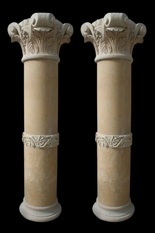 Shengye Outdoor Decoration Stone Natural White and Yellow Marble Pedestal Column Hand Made Pillar