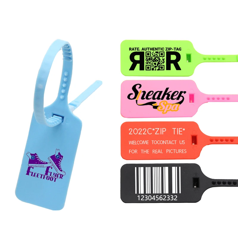 Anti-theft Security Seal clothes white brand label name t-shirt hang plastic custom tamper proof tags