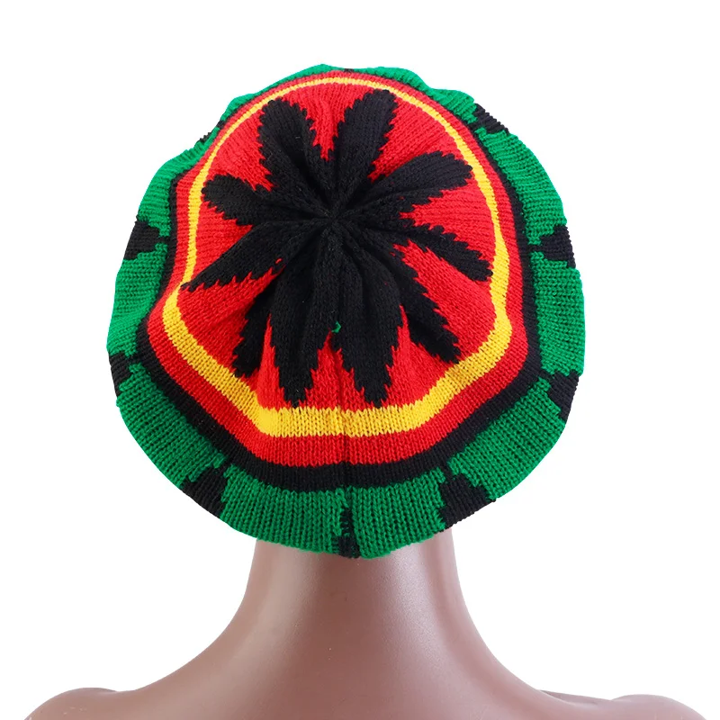 Unisex Knitted Beanies Hat Jamaican Bob Marley Rasta Hair Hat Winter Warmer Visor Stripe Cap