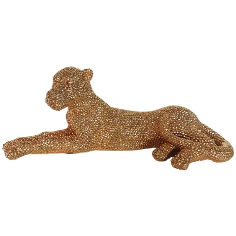 China new gold and silver home hotel decor resin crafts car small leopard animal sculptures