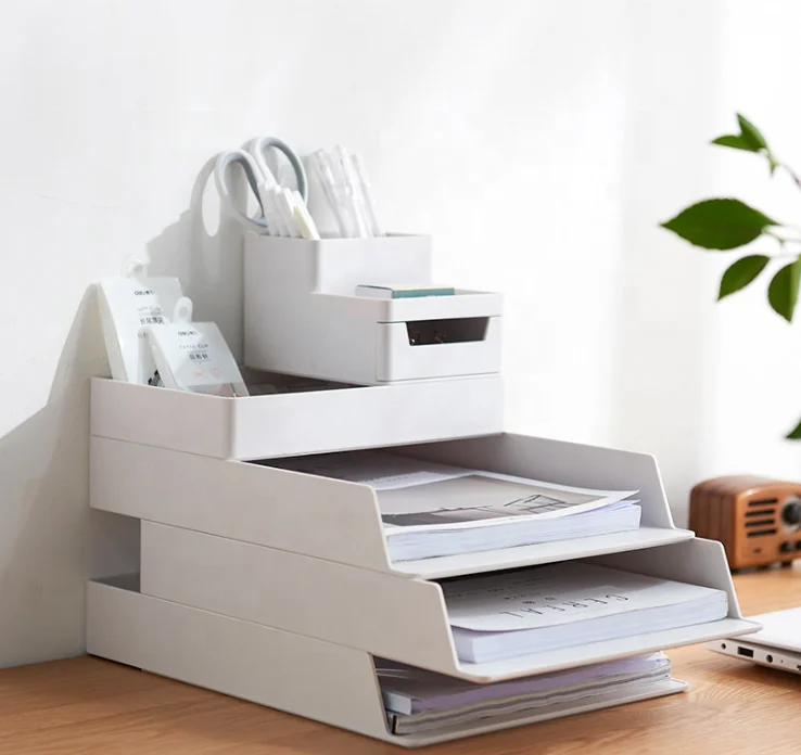 Superimposed pull A4 file storage box office storage basket desktop file stationery storage rack