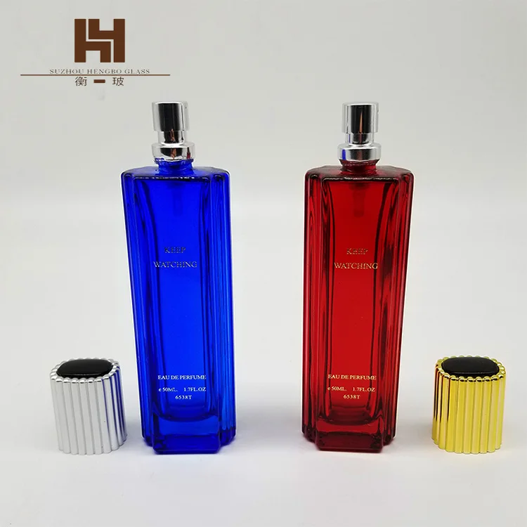  100 мл красный и синий кубовидный парфюмерный стеклянный флакон от производителя 6538T