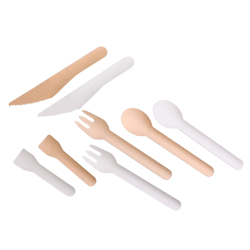 Natural disposable paper cutlery bio degradable spoon fork knife cutlery set