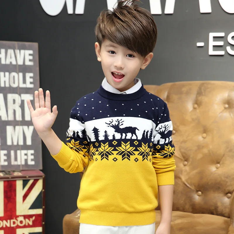 
Kids reindeer wholesale cotton knit pullover children christmas sweater 