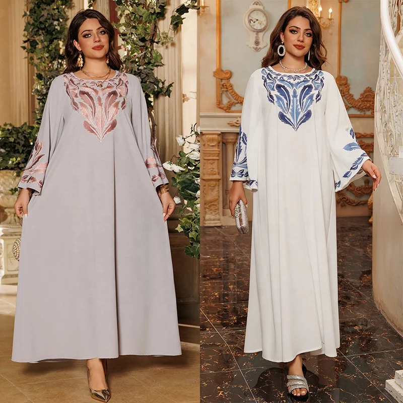 Eid Embroidery Rhinestone Kaftan Dress Jacquard Kaftan Arab Long Dress Women Moroccan Party Caftan Jalabiya Muslim Dubai Abaya