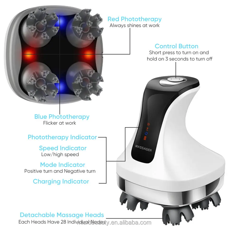 Other Healthcare Supply Electric Full-body Massager Tools Hand Held Kneading Vibrating Scalp Massager Silicone Head Massager