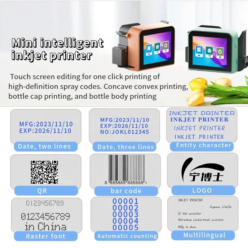 12.7 Mm 25.4 Mm Plastic Bag Corrugated Box Multi Language Small Smart Mini Logo Printing Machine