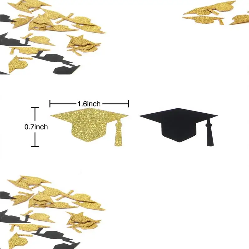 2021 New Arrival Glittery Gold Black Graduation C-ap Confetti for 2021 Grad Party Decor Supplies