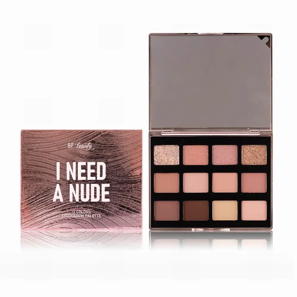 Makeup High Pigment Eyeshadow Palette Private Label Custom Design 12 Colors Nude Eyeshadow Palette with Mirror