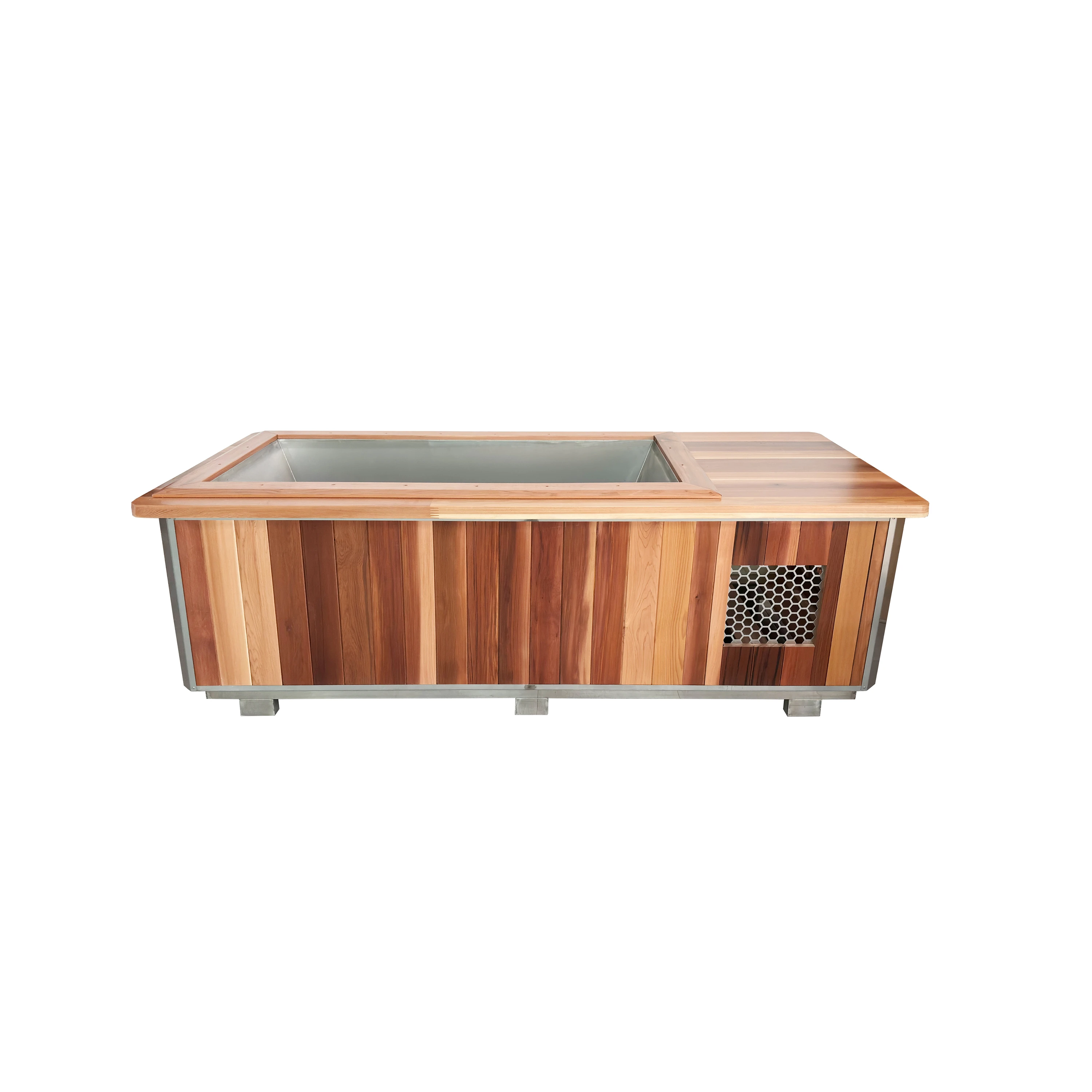 Keya Wholesale Price Wooden Stainless Steel Ice Bath Tub Cold Plunge Tub  Outdoor With 1HP Water Chiller For 1-2 Person