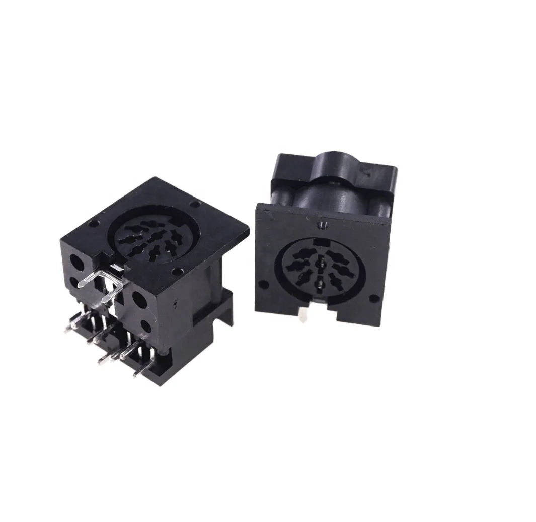 Circular Din Connector Receptacle 8 Pin 270 Degree Female Socket PCB Solder Right Angle Through Hole 100V 2A