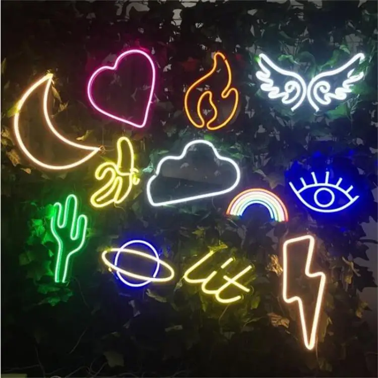 Music and dance party Acrylic board and Flex LED Neon Lights Pink color Guitar shape Logo