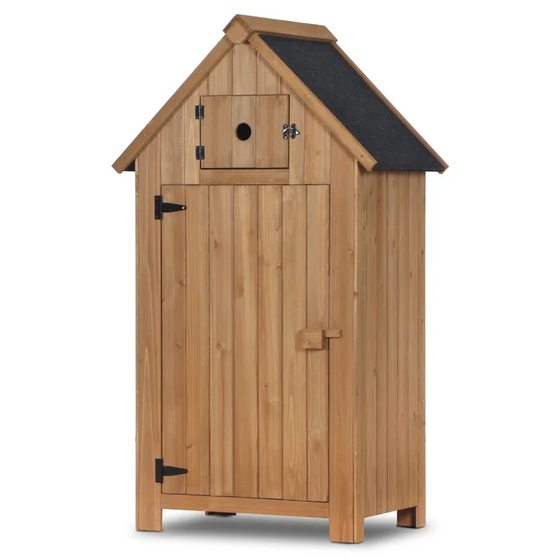 Solid Wood Vertical Storage Tool Shed Outdoor Storage for Watering Cans, Hoses, Spades, and Pots Wooden Sheds Storage Outdoor