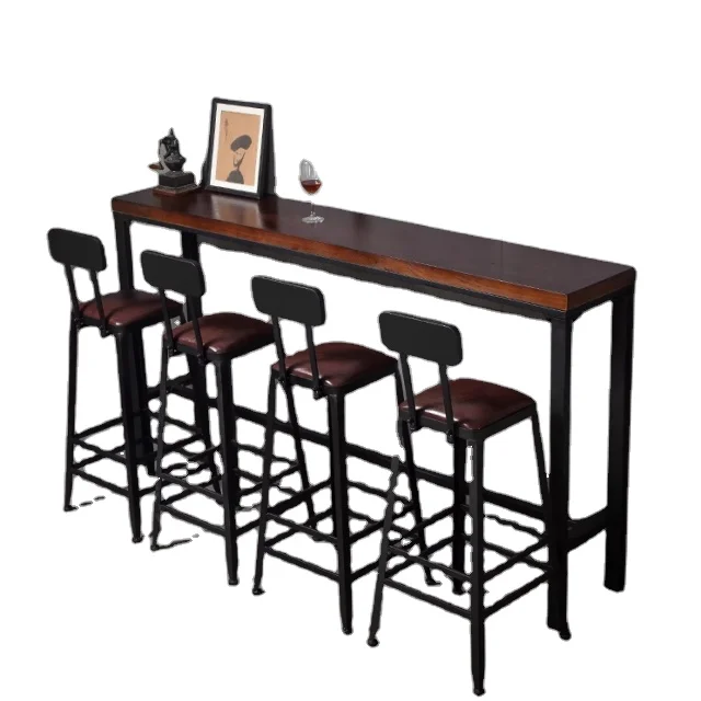 Hot Sales Dining Tables Solid Wood Living Room Luxury Modern With Back Long Narrow High Table and Chair Set