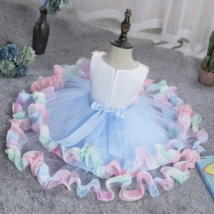 Wholesa new Pink Children Evening Dress for Girl 2-10 Year Flower Girls Tutu Dress for Wedding Elegant Girls Birthday Dresses