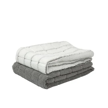 Microfiber Gray White Stripe Kitchen Cleaning Towel Soft Absorbent Household Reusable