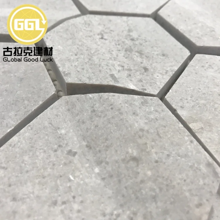 Matte Surface Grey Marble Nature Mosaic Tile Hexagon Stone for Floor Wall