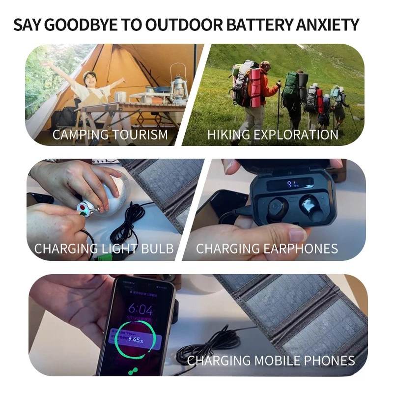 Portable Foldable 21W High Quality Power Panel Solar USB+Type-C Charger with MPPT Technology for Outdoor Fast Charging