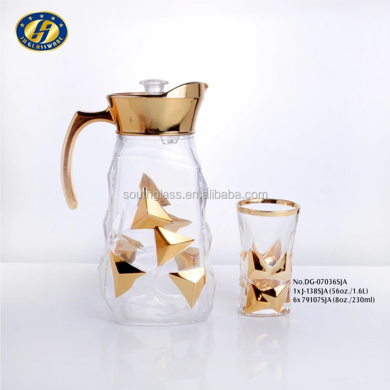7 унций стакан + л кувшин лед дизайн золотой 7 шт. питьевых наборов, набор воды