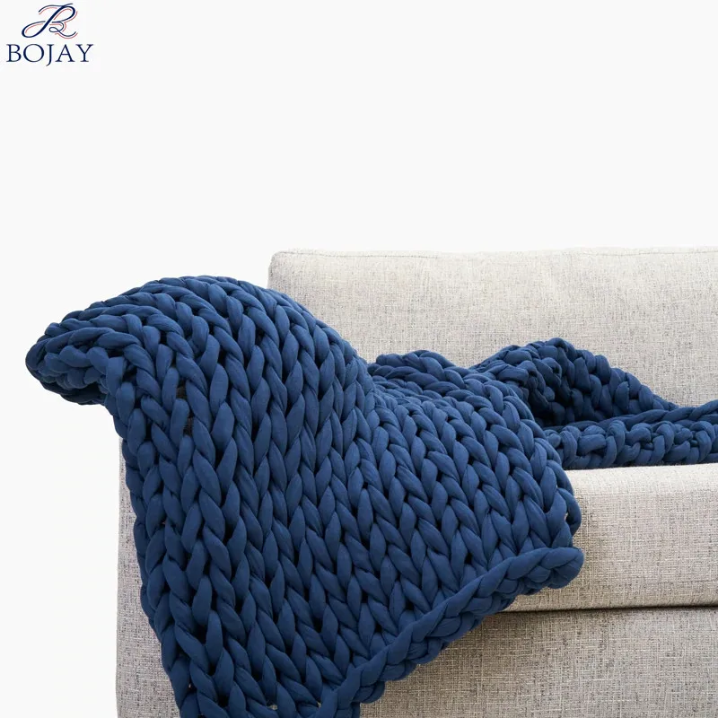 Soft Cotton Material Premium Weighted Blanket Throw Heavy Cooling Chunky Knitted Cooling Weighted Blanket
