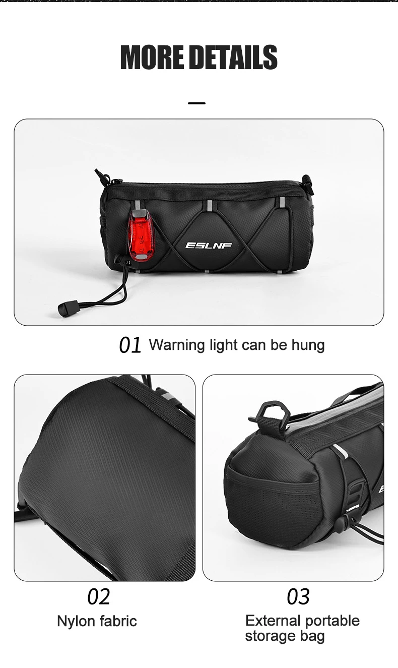 Large Capacity Bicycle Handlebar Bag Portable Waterproof Front Frame Storage Road Bike Durable Travel Riding PVC TPU Nylon