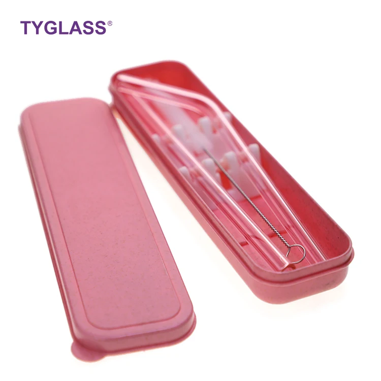 Transparent Eco-friendly Glass Straws Drinking Straws Bar Accessories Glass Straight and Bent Glass Straws Set with Brush