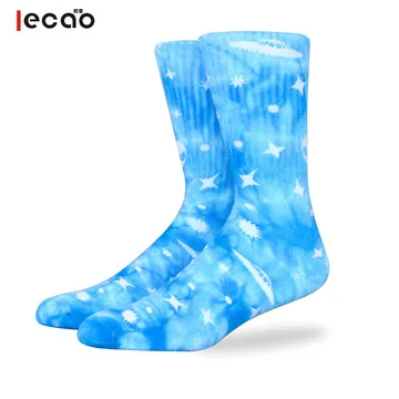 CT Multicolored Maple Leaf Printing Hip Hop Funny Women Tennis Street Tie Dye Hemp Socks Men