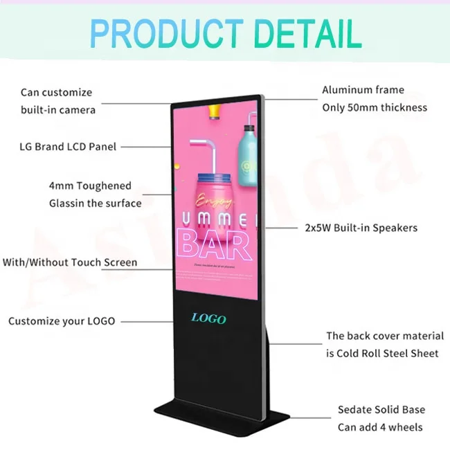 55 дюймов напольная подставка с Wi-Fi сенсорным экраном киоск Sinage Digital Signage Lcd рекламный плеер цифровой Тотем
