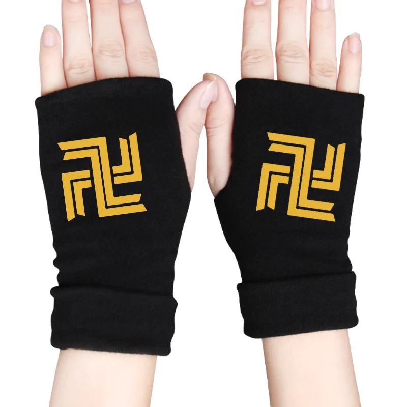 Tokyo Revengers Anime Gloves Winter Warm Unisex Knitted Printed Black Fingerless Half-finger Gloves