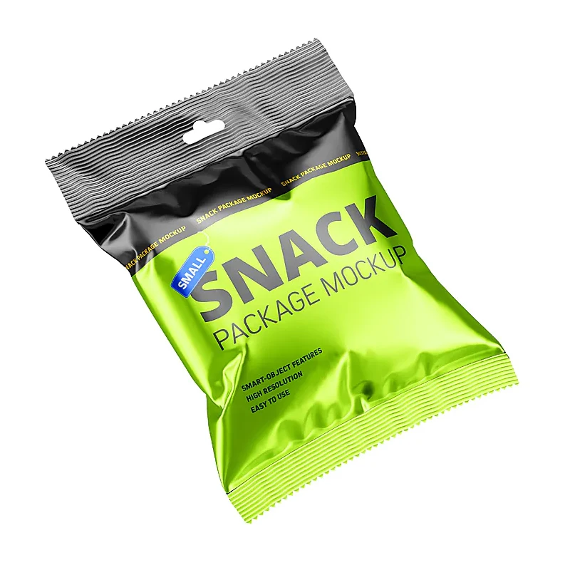 
Custom Printed Dry Potato Chip Fin Seal Plastic Packaging Bags With Flexiloop Handle 