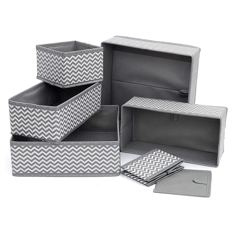 Set of 6pcs Foldable non woven fabric Organizer Box wardrobe storage organizers for Underwear, Socks, Ties, Bras, Scarves