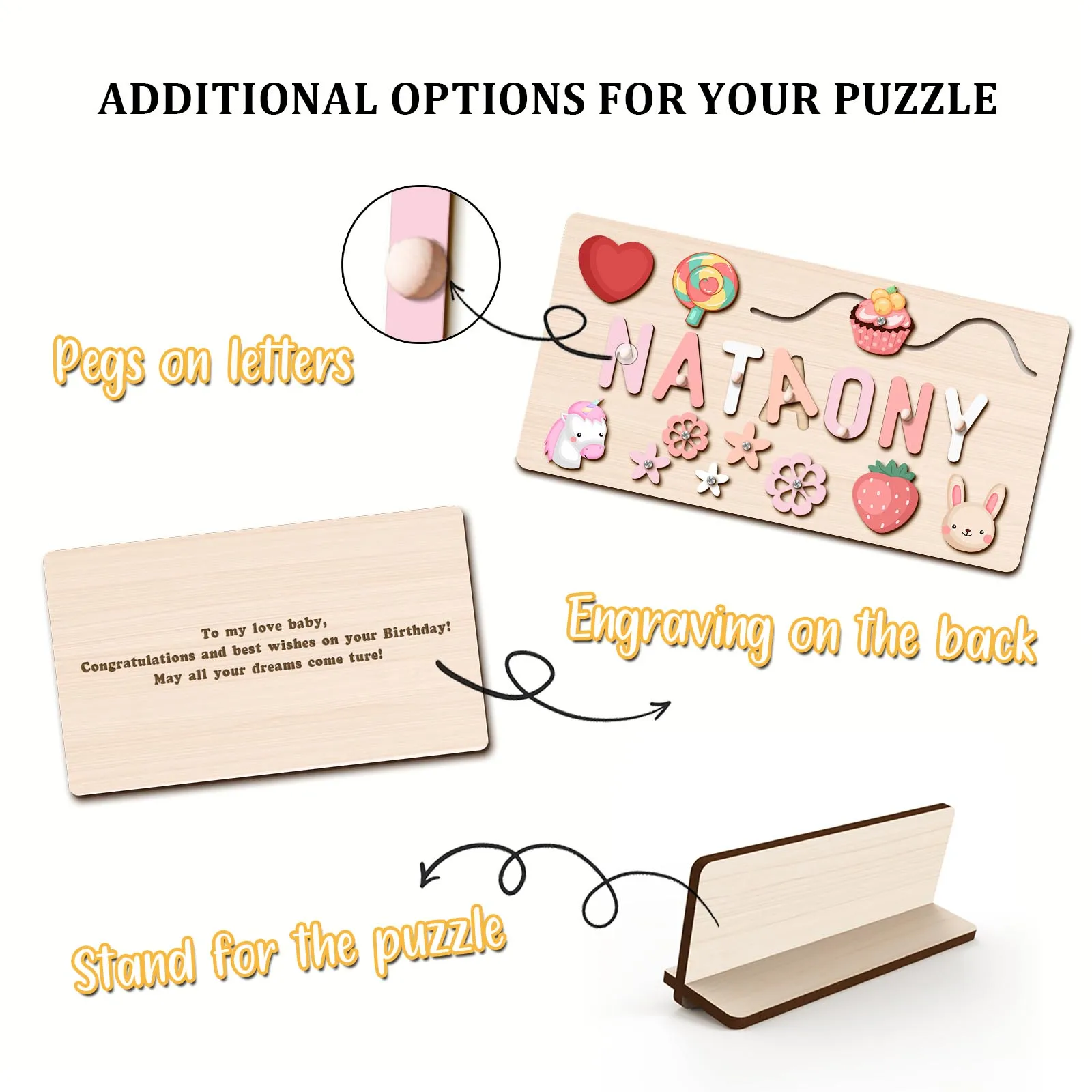 Wooden Toys kid toy puzzle Personalized Wooden Name Puzzle for dropshipping