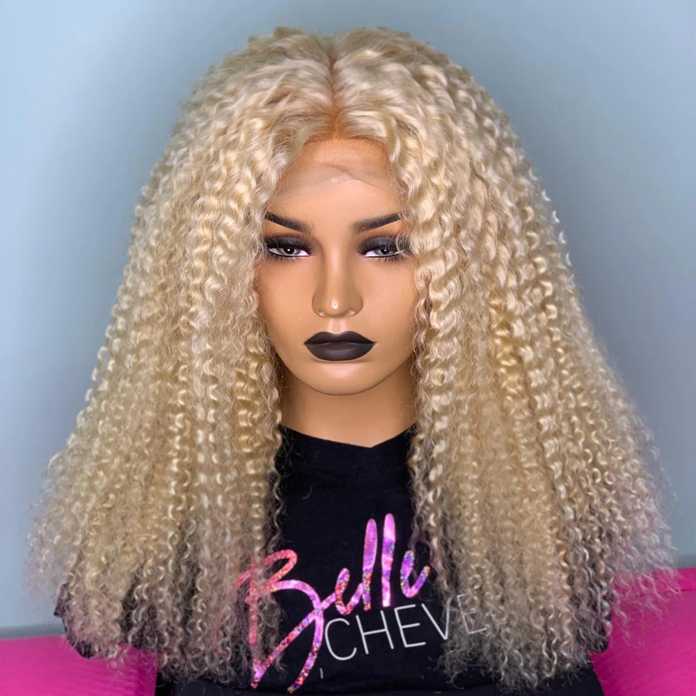 613 Blonde Brazilian Kinky Curly Human Hair 13x4 HD Lace Frontal Wigs for Black Women Lace Front Wigs Full Lace Human Hair Wigs