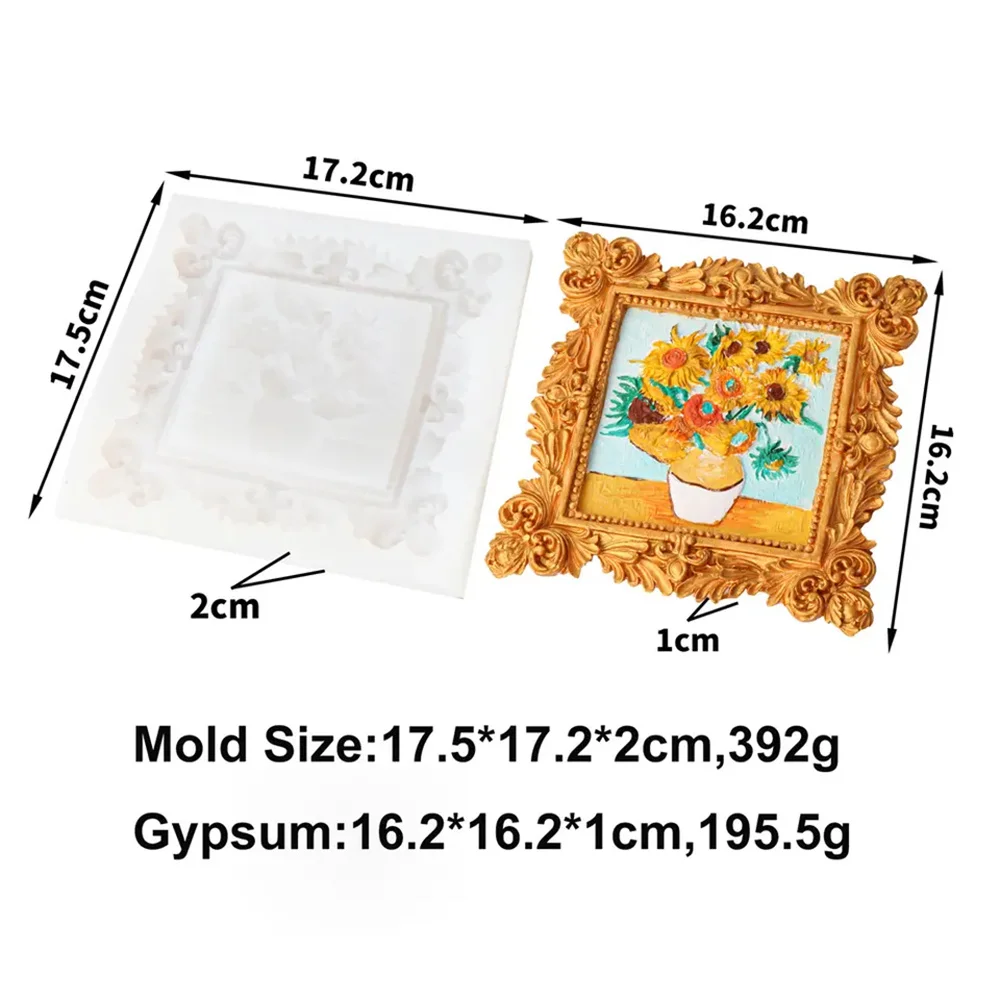Silicone Sunflower Photo Frame Candle Mold Celebrity Painting VanGogh Flower Pot Relief Resin Soywax Plaster Tool DIY Home Decor