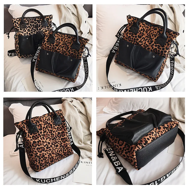 Leopard Print Leather Lady Tote Bag, Custom Logo Acceptable Women Shoulder Bag with Adjustable Strap OEM ODM Design Handbag