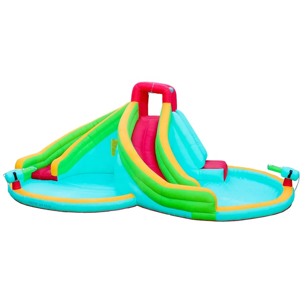 Double Water Slide Water Castle Inflatable Bouncer House with Big Pool Jumping Castle for Kids Party
