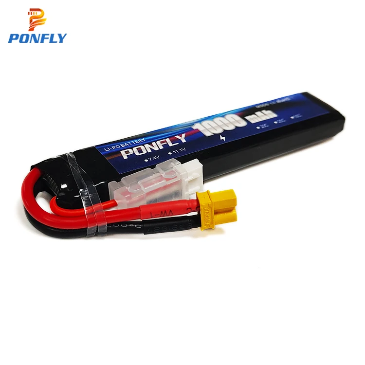PONFLY 1000mAh Gel Blaster Gun Lipo Battery 7.4V 11.1V 20C High Discharge Rate 1000mAh 522096 Airsoft Gun Rechargeable Battery