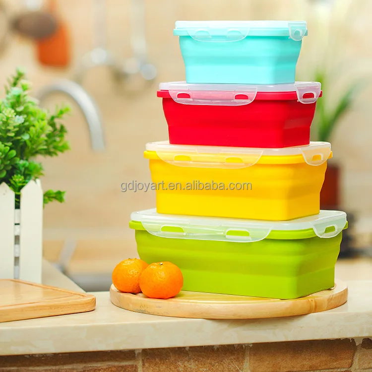 New Design Collapsible Silicone Crisper Microwave Oven Dishwasher Freezer Safe  Food Storage Containers With Lids